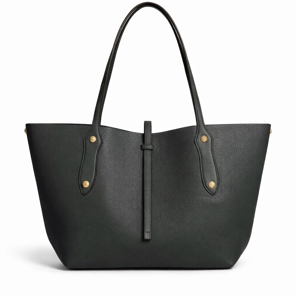 Annabel Ingall Gray Leather Tote Bag structured Shoulder Bag - Picture 2 of 11